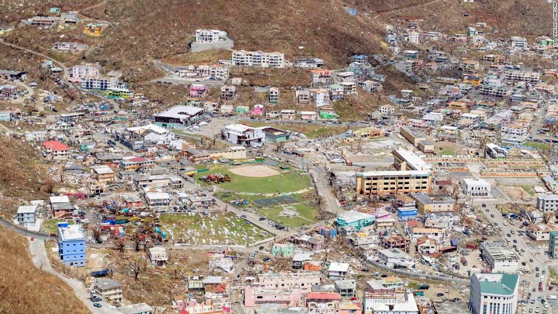 Aerial view of the destruction in the British Virgin Islands in the wake of Hurricane Irma © CNN