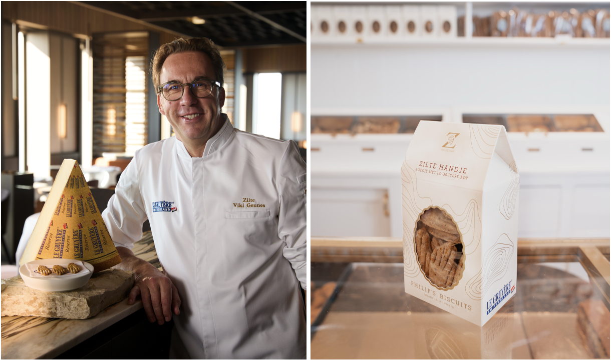 Exclusif : Le chef étoilé Viki Geunes***/Zilte et la biscuiterie artisanale Philip's Biscuits mettent à l’honneur Le Gruyère AOP en revisitant une célèbre friandise belge.