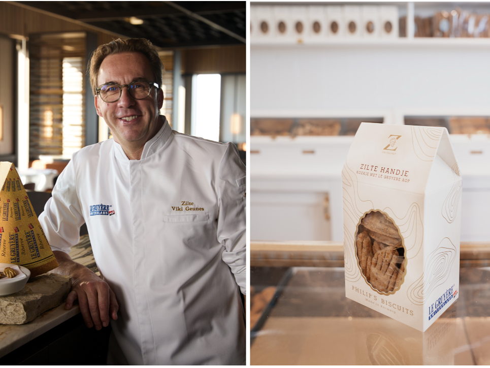 Exclusif : Le chef étoilé Viki Geunes***/Zilte et la biscuiterie artisanale Philip's Biscuits mettent à l’honneur Le Gruyère AOP en revisitant une célèbre friandise belge.