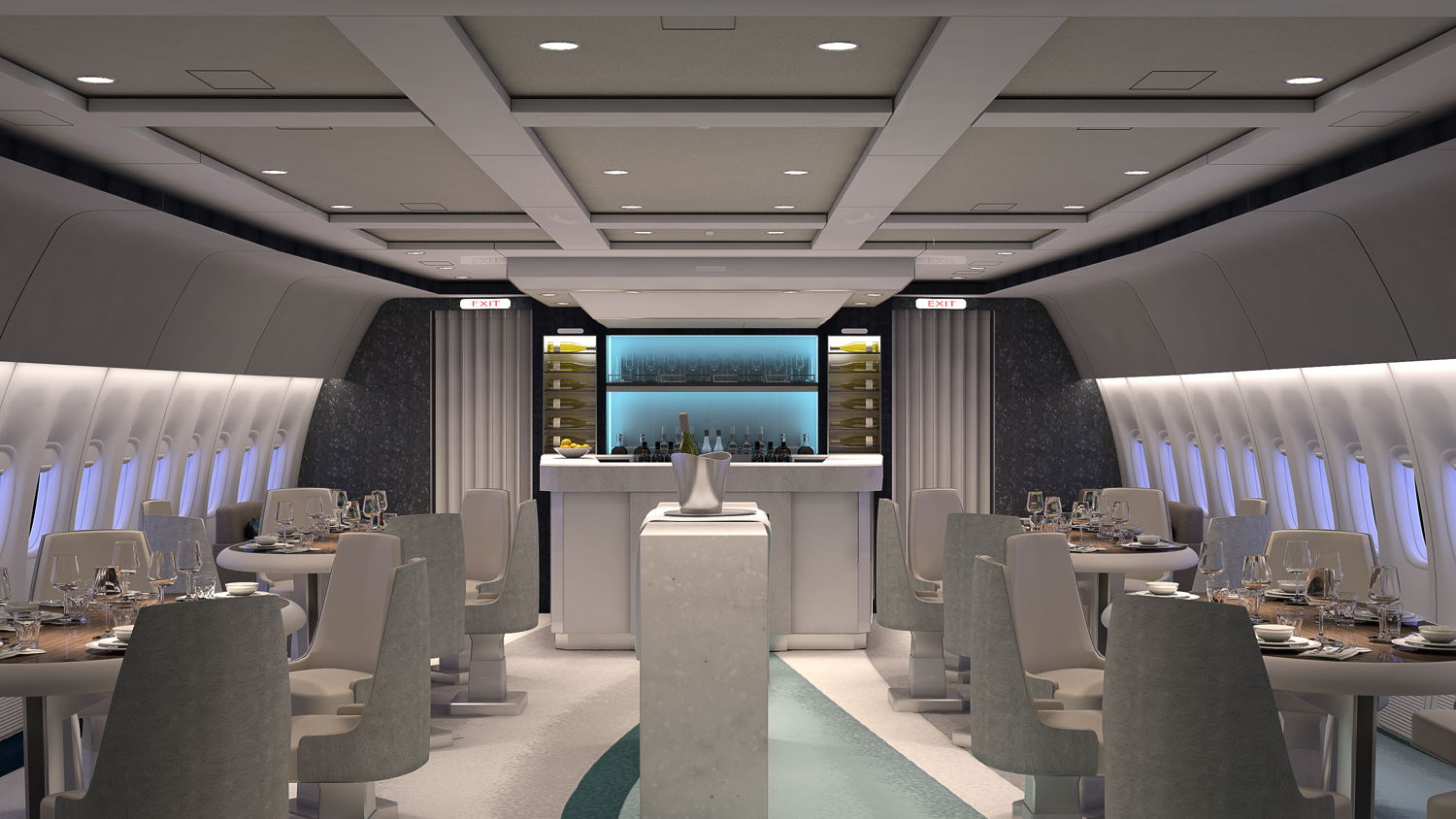 Crystal AirCruises Boeing 777 Lounge and Bar
