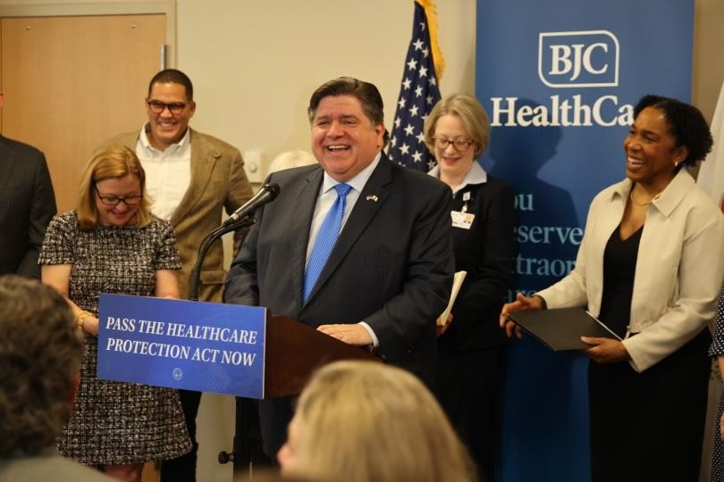 Governor Pritzker gives remarks in Belleville.