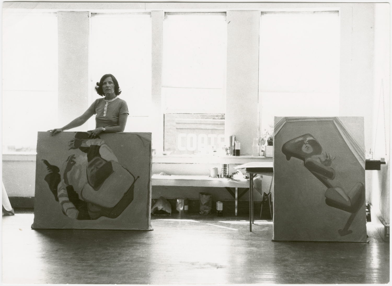 Maria Lassnig in her Avenue B studio, New York, ca. 1969. Image from the Archive of the Maria Lassnig Foundation. Photo: Maria Lassnig