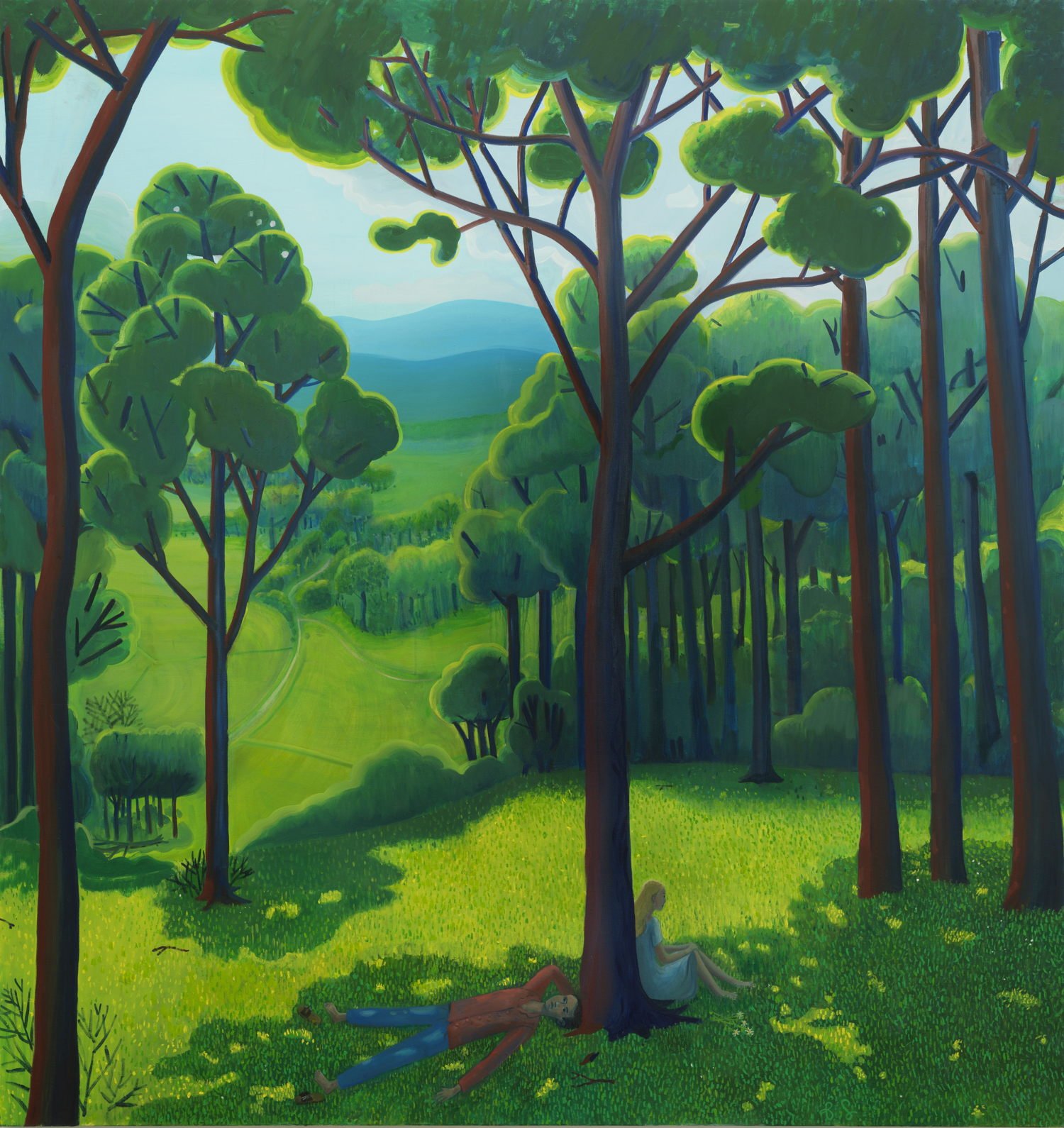 Ben Sledsens, Under a Tree, 2021-2022. Oil and acryl on canvas. 200 x 190 cm. Courtesy Tim Van Laere Gallery, Antwerp