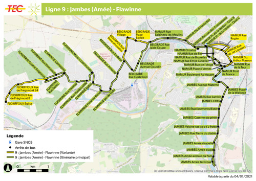 Modifications réseau en province de Namur