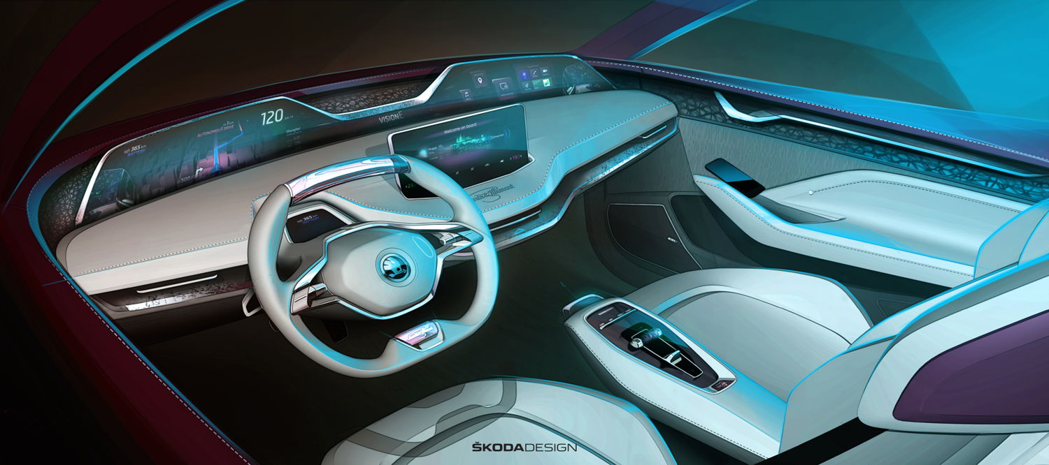The concept car also offers ŠKODA-typical characteristics such as a generous amount of space and ‘Simply Clever’ solutions like inductive charging.