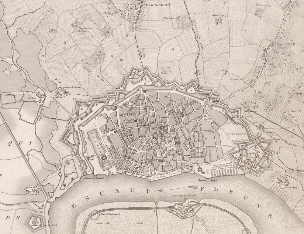 Stadsplan Antwerpen circa 1805 ©A. Tardieu - FelixArchief 