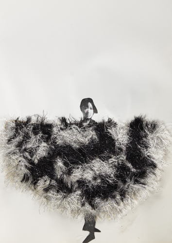 IO Van Oostveldt, collage design for poncho in lurex chenille, ca. 1977, photo: Stany Dederen, MoMu