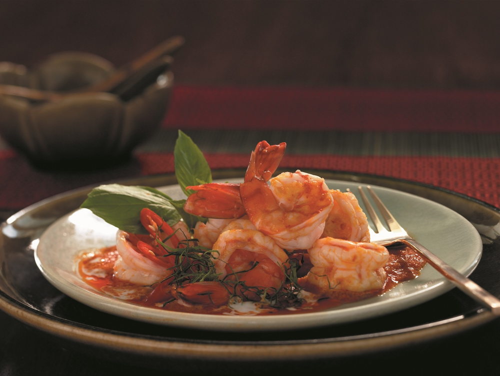 Scampi's in rode curry