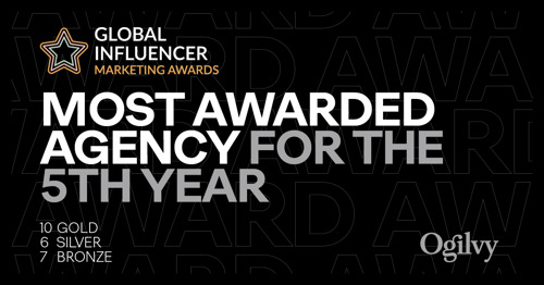 Ogilvy est l'agence la plus récompensée aux Influencer Marketing Awards pour la cinquième année consécutive