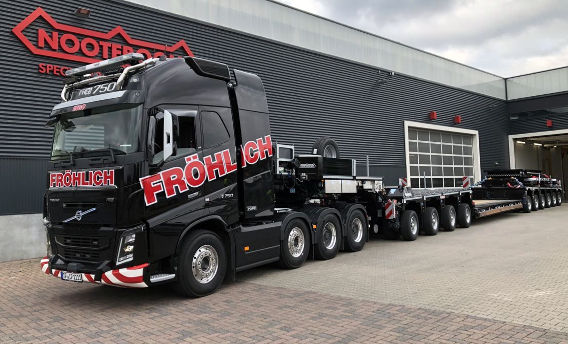 First Nooteboom 4+6 low loader combination in Germany for Fröhlich Bau Kran und Baustellenlogistik