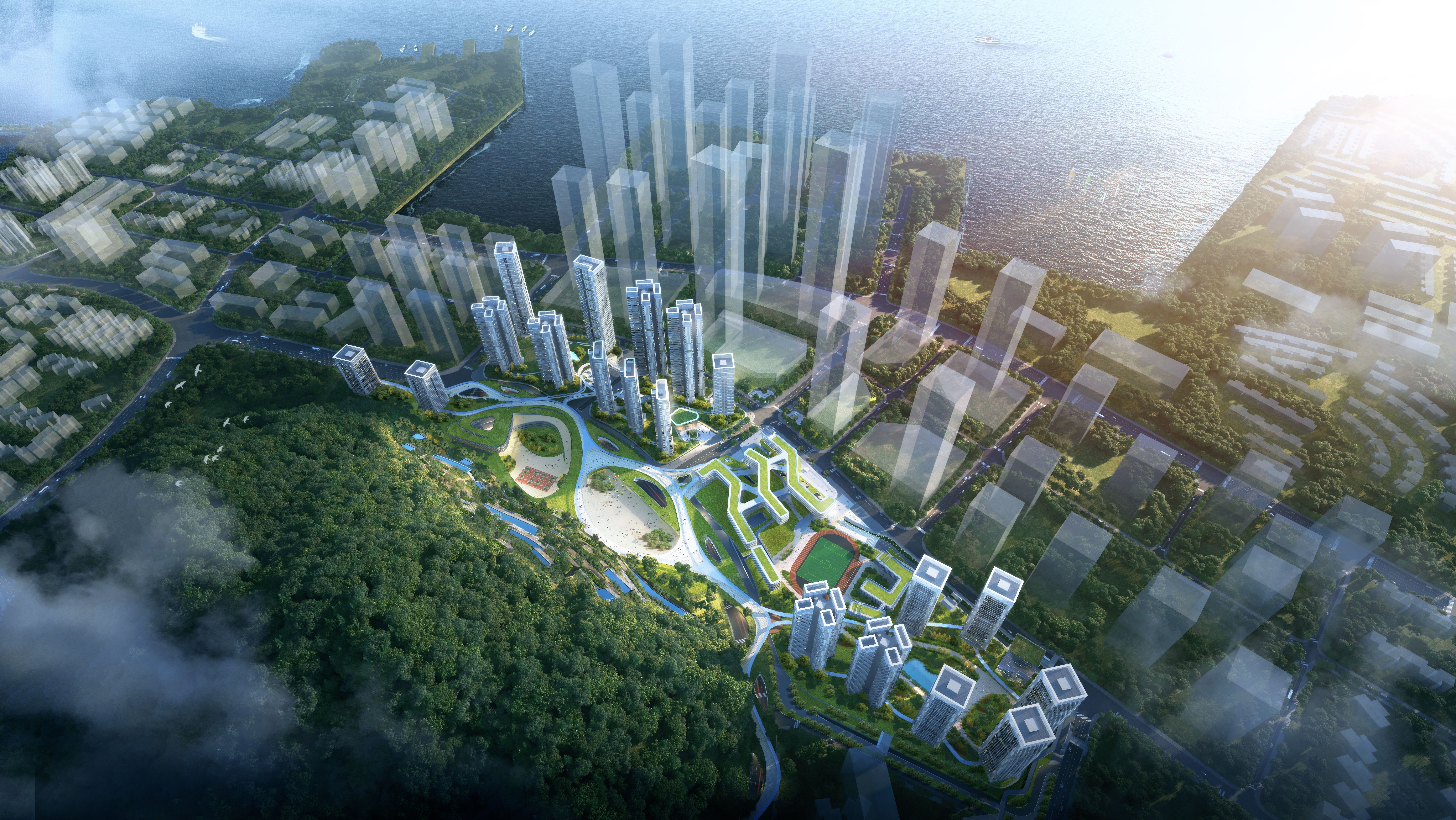 Aerial view of Chiwan development by Ronald Lu & Partners