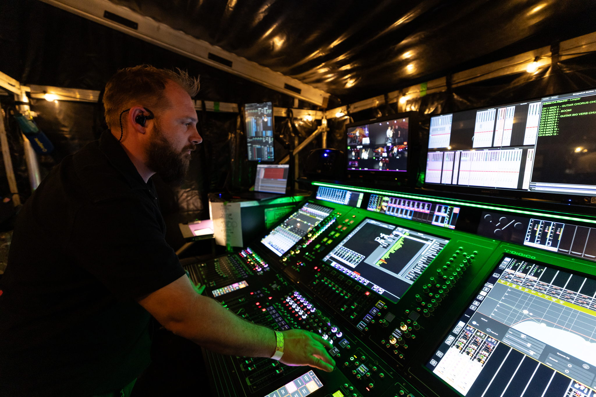 Monitor engineer and RF tech Dave White has worked with Ed Sheeran since 2014. He now relies on Spectera, which is at the heart of the tour’s expanding audio and RF setup (Photo credit: Mark Surridge)