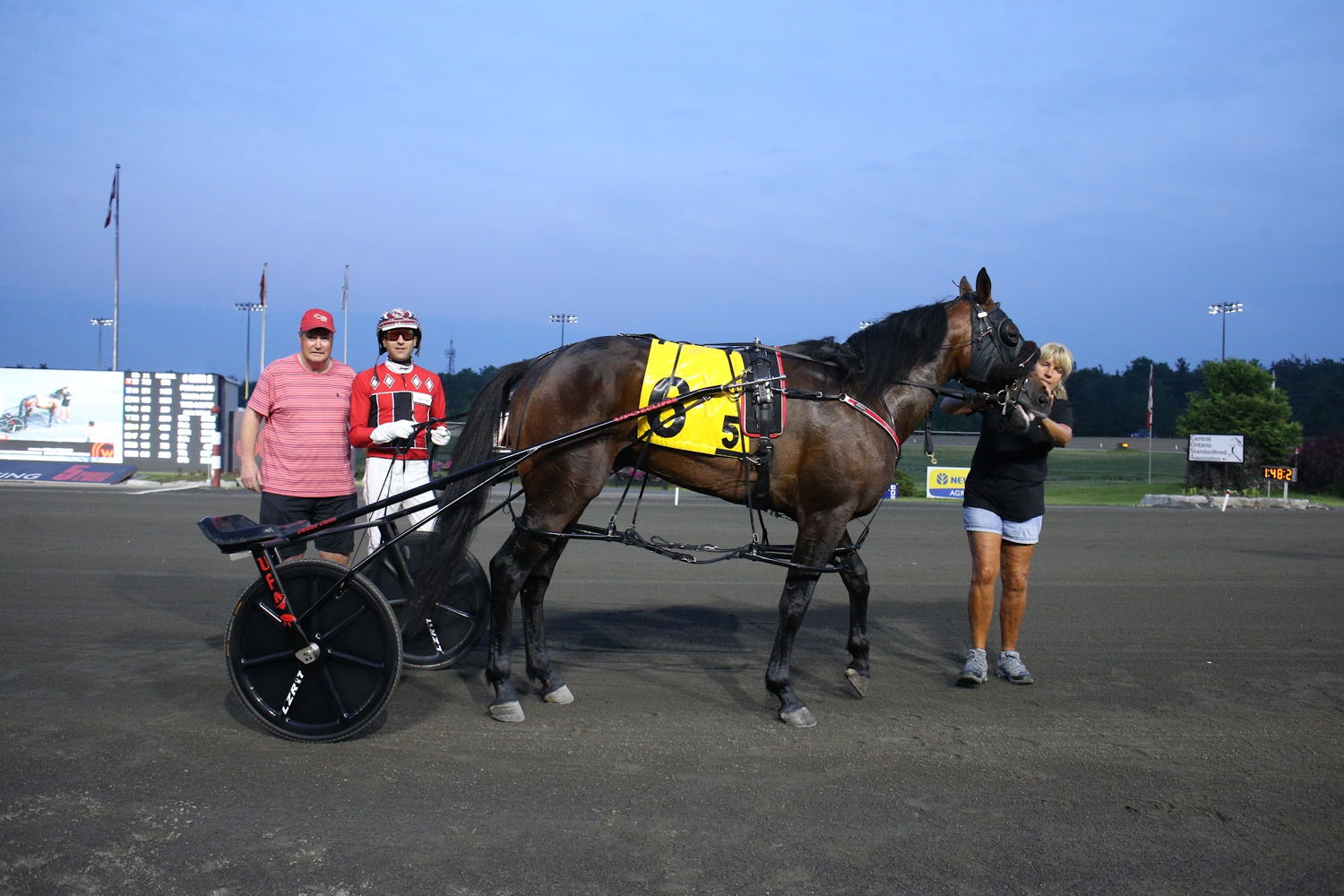 Fulton and connections in the winner's circle for the second Pepsi North America Cup Elimination on June 10, 2023 at Woodbine Mohawk Park (New Image Media)