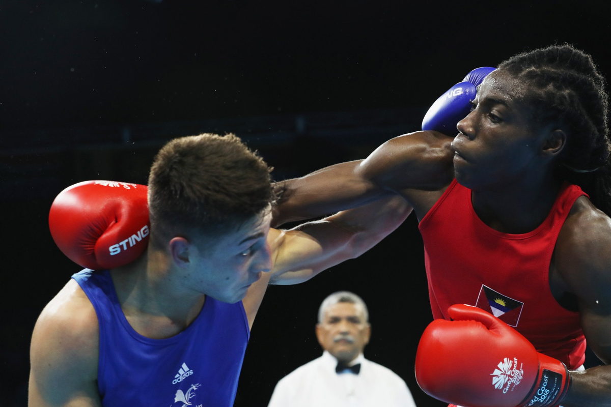 Ryan Alston of Antigua & Barbuda competes against William Edwards of Wales. Picture by Getty Images.