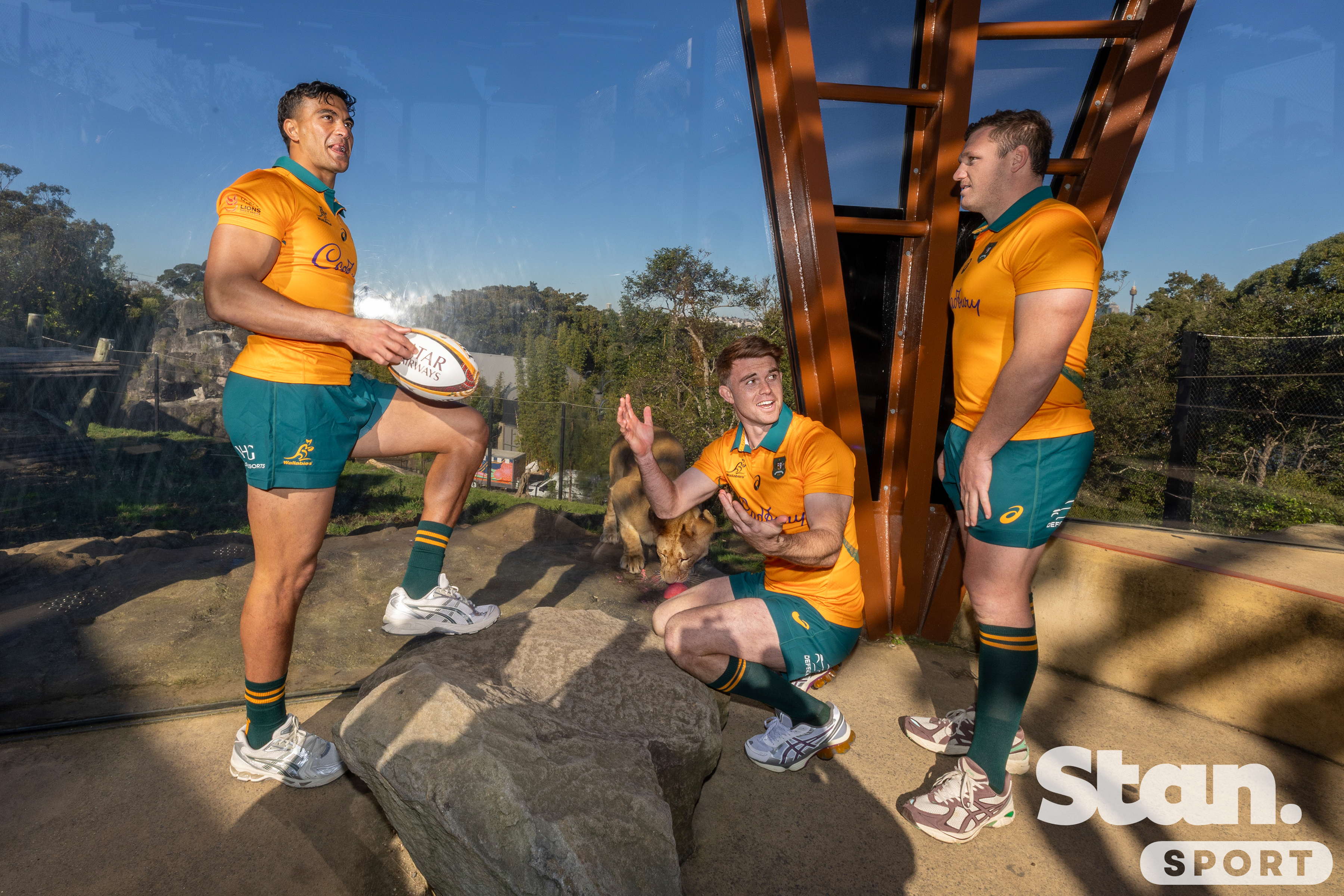 (L to R) Joseph Suaalii, Andrew Kellaway, Angus Bell (L to R) Joseph Suaalii, Andrew Kellaway, Angus Bell