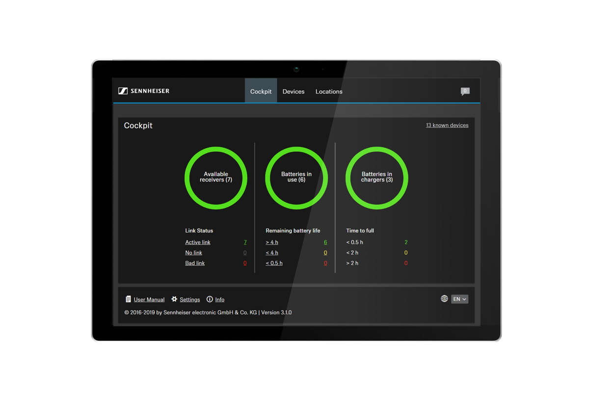 Sennheiser Control Cockpit is an ideal application for controlling and monitoring company or campus-wide installations. Version 3.1.0 is available now 