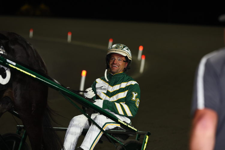 Yannick Gringas after winning the Canadian Trotting Classic Final with Celebrity Bambino on September 23, 2023 at Woodbine Mohawk Park (New Image Media)
