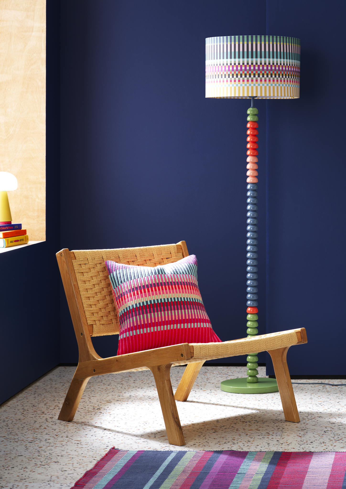 Buster Red Cushion – Red, £26
Buster Bobbin Floor Lamp, £140
Buster Rug – Red, £180