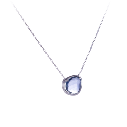 Mère et Fille - Collier Pétale de saphir bleu or blanc - 1300€ (2)