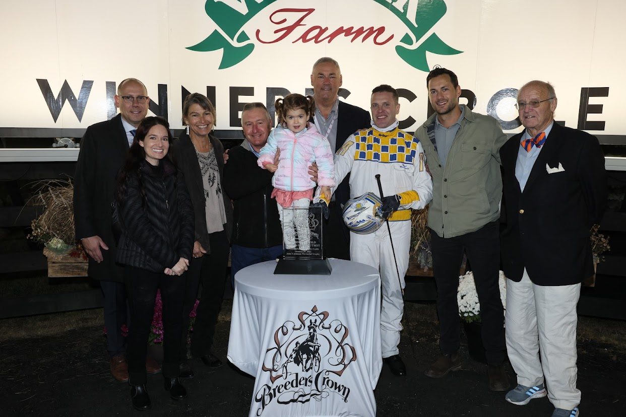 Connections of King Of The North after winning the 3 year old Colt Trot Breeders Crown final (New Image Media)