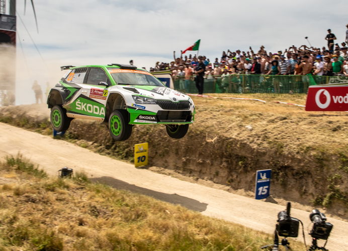 Driving a ŠKODA FABIA R5 evo, Jan Kopecký/Pavel
Dresler finished second in the WRC 2 Pro category at
Rally Portugal