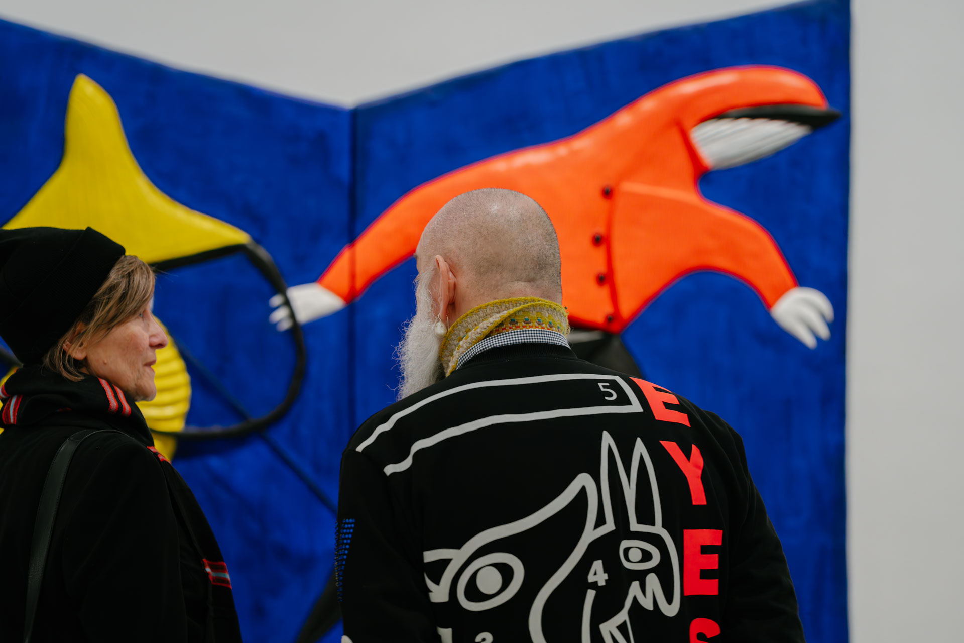 Sigefride Bruna Hautman en Walter Van Beirendonck tijdens de vernissage © Elias Derboven voor M Sigefride Bruna Hautman en Walter Van Beirendonck tijdens de vernissage © Elias Derboven voor M