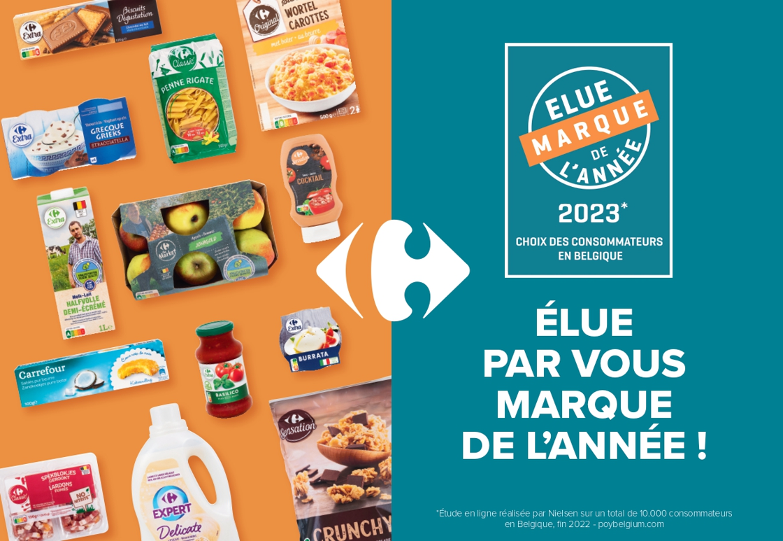 Carrefour lauréat « Élue marque de l’année 2023». Un plébiscite auquel ont largement contribué les produits de la marque.