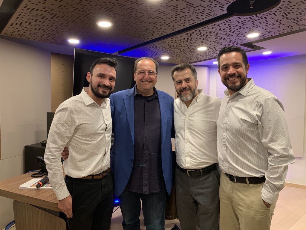 Pictured in the new WSDG-designed Hogarth WW studio are (l-t-r) Victor Machado, Head of Audio Hogarth Mexico, WSDG Partner, Sergio Molho, Gustavo Ruiz, Operation Director, Hogarth Mexico, and Luis Camacho, Broadcast Lead, Hogarth Mexico