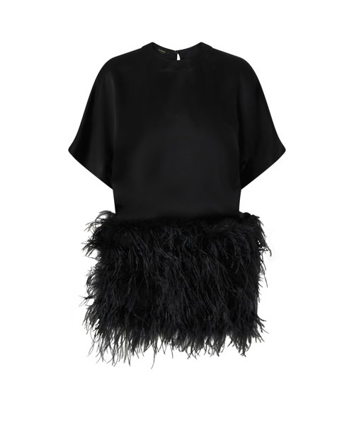 PINKO FW25 SAPIENTINO ABITO SATIN E PIUME EUR675