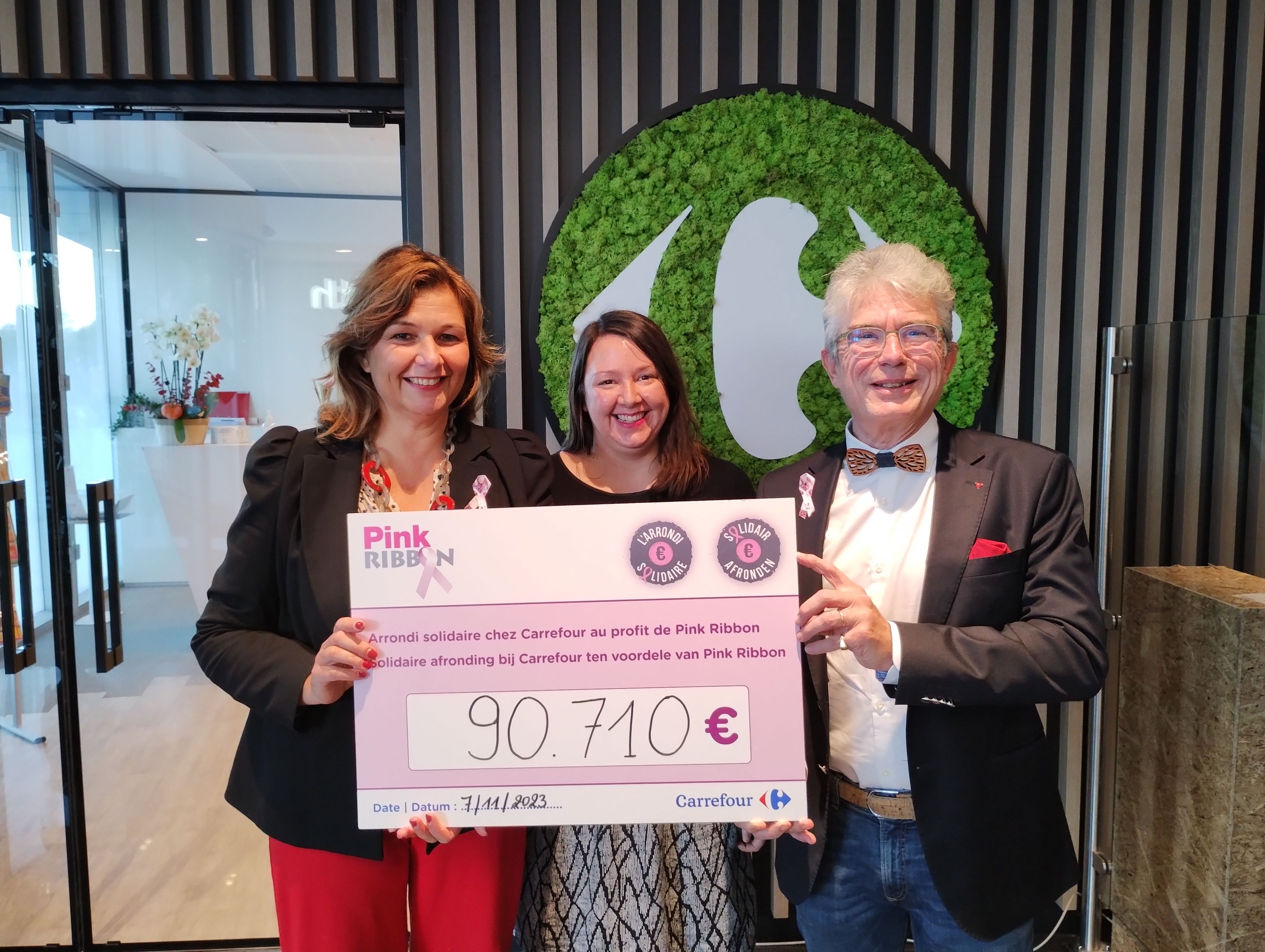 « L’Arrondi Solidaire » de Carrefour permet de récolter 90 710 € pour l’asbl Pink Ribbon