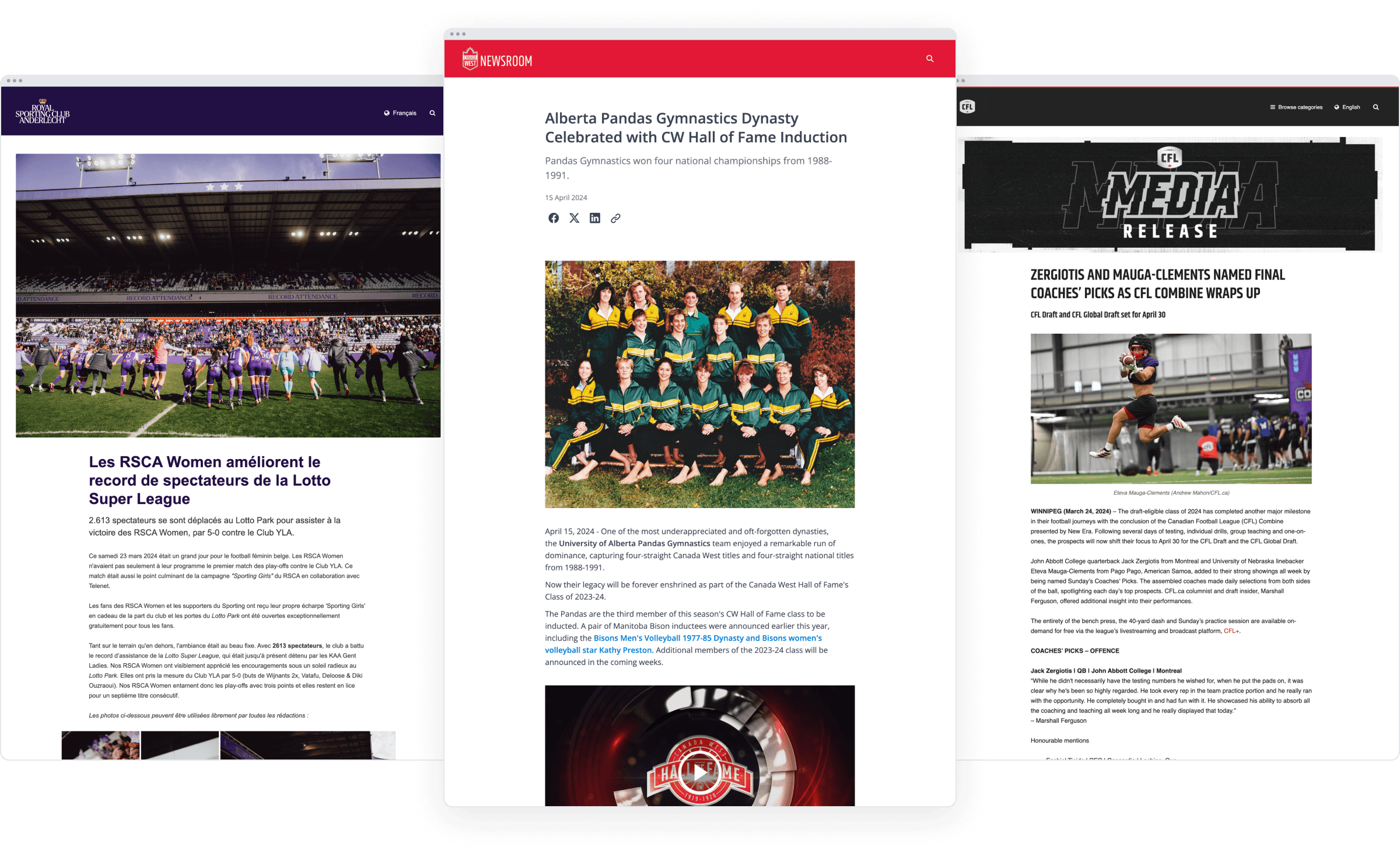 Sports press releases created with Prezly.