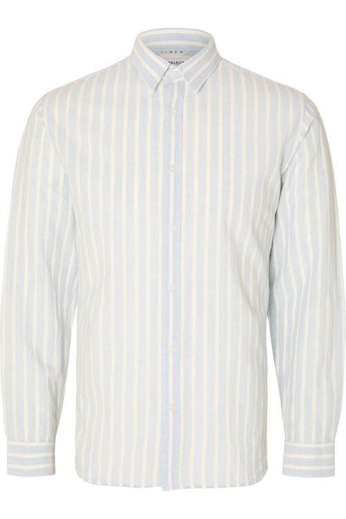 Selected_Shirt SEL Slhslimnew-Linen Shirt Ls Noos stripe_JUTTU_€49,99