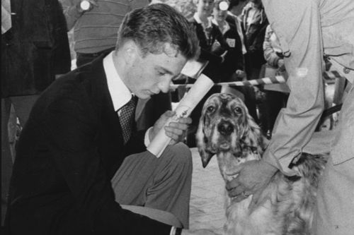 Laurent als tiener met hond   - (c) Belgaimage