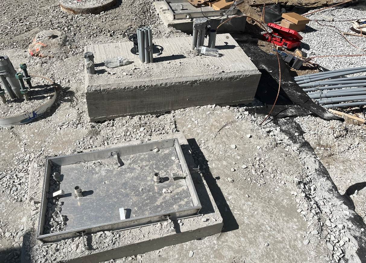 Electrical conduits recently placed will supply power to future PRTX stations Electrical conduits recently placed will supply power to future PRTX stations