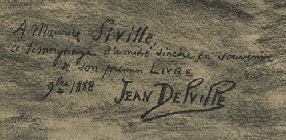 La dédicace à Maurice Siville (détail du dessin, SIII 41961, Bibliothèque royale de Belgique)