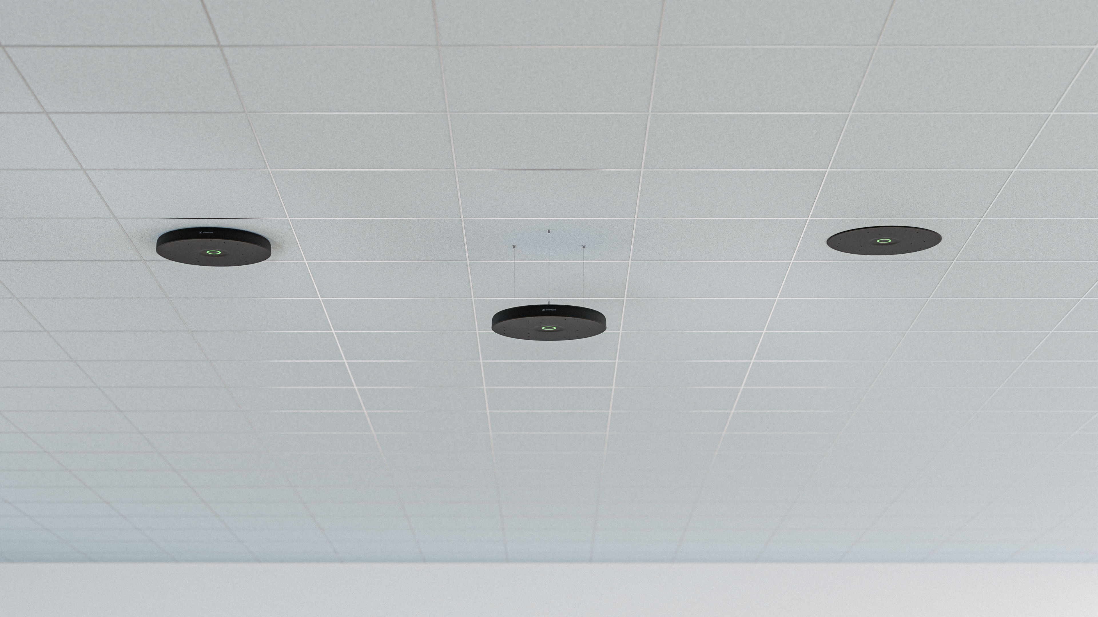 Unlike the TCC 2, TCC M is round, but does offer the same ceiling installation choices - surface mounted, suspended, or flush mounted
