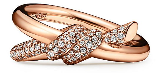 Tiffany Knot Double Row Ring in Rose Gold with Diamonds