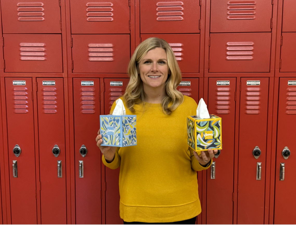 Lauren Brazel of Tinley Park High School wins Grand Prize of the Kleenex® Heroes of the Classroom program. $5,000 for her, and $5,000 and a year’s supply of Kleenex for her school.