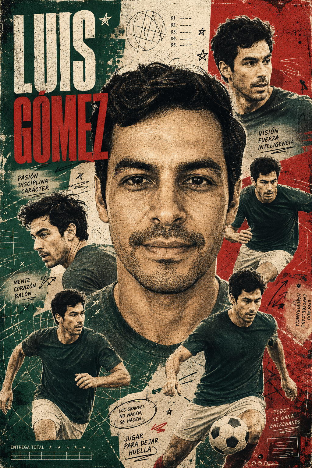 Póster vintage de leyenda futbolera