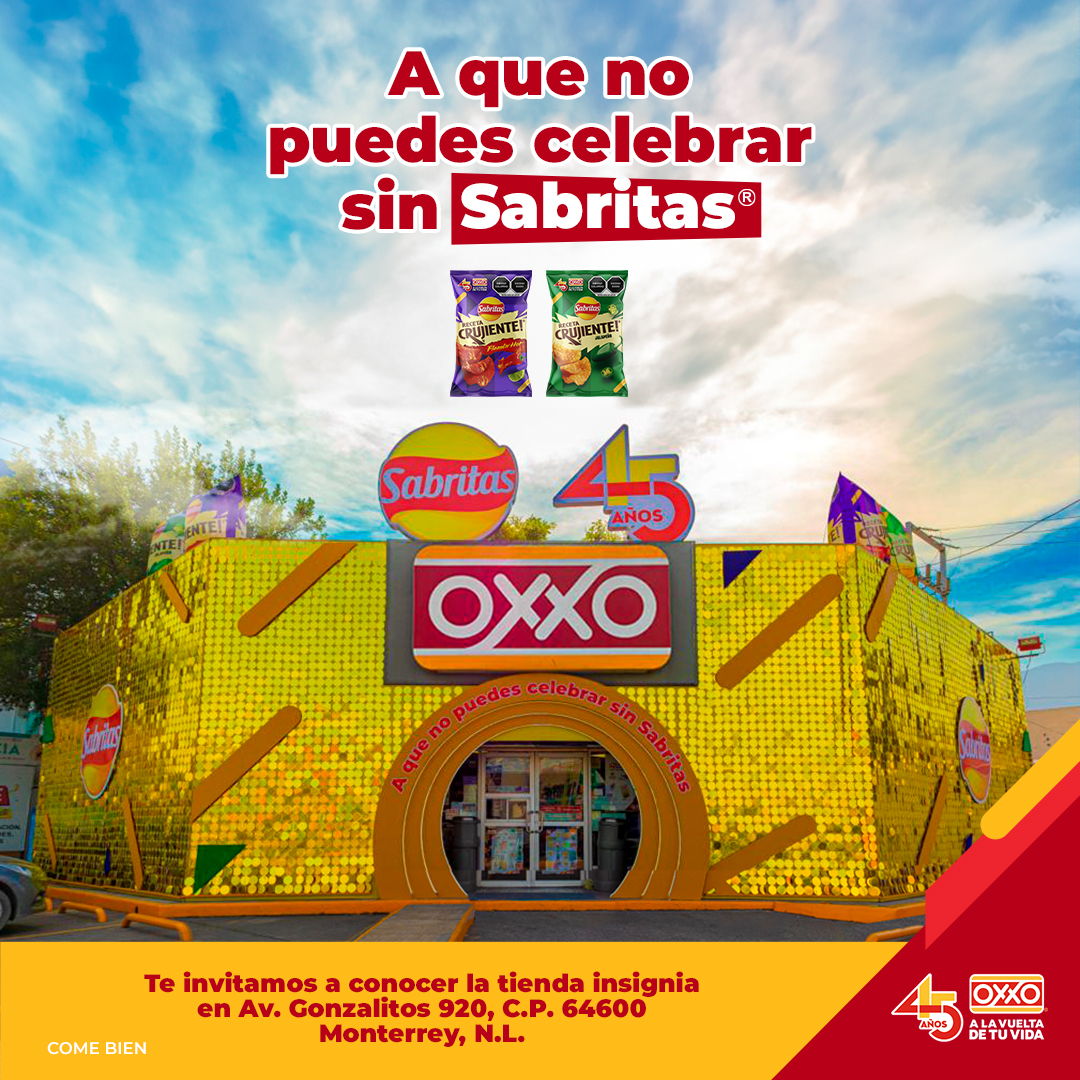 Oxxo se viste de dorado: la primera tienda insignia en colaboración con Sabritas® llega a Monterrey   