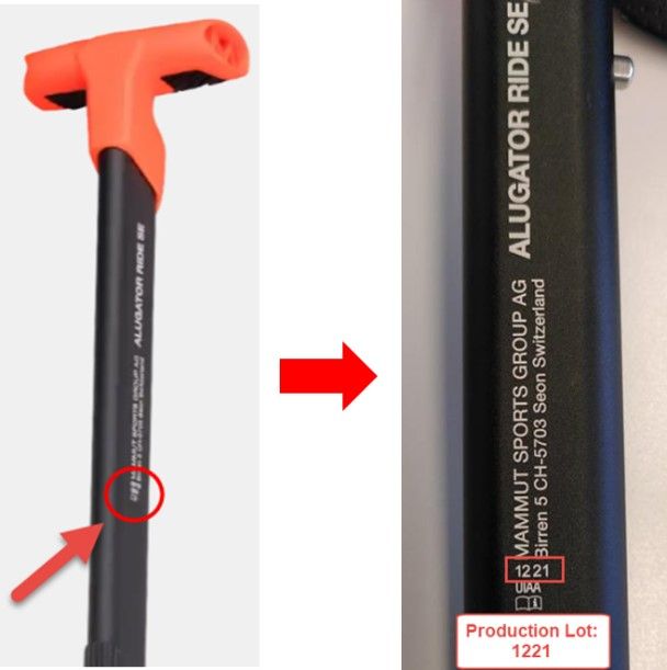 Affected are the production lots 1121, 1221, and 0322. The information of production lot of the shovel can be found on the on the shovel-handle.
