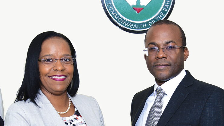 Bevil Wooding, Executive Director of APEX, pays courtesy call on Bahamas Industrial Tribunal President, Ms. Indira Demeritte-Francis in Nassau, Bahamas. Photo courtesy the Bahamas Industrial Tribunal.