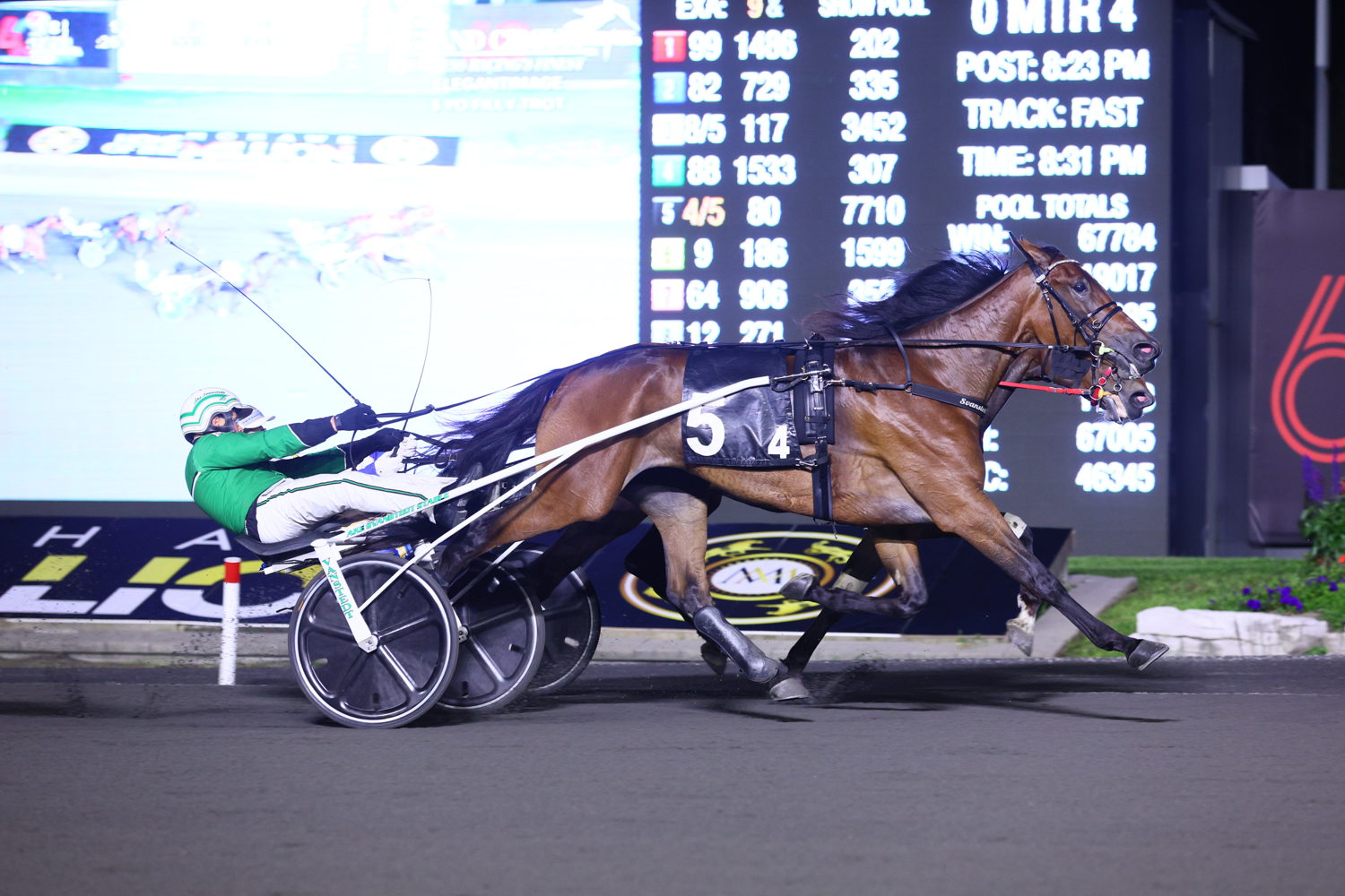 Bond and driver Ake Svanstedt winning the Elegantimage Final on September 23, 2023 at Woodbine Mohawk Park (New Image Media)