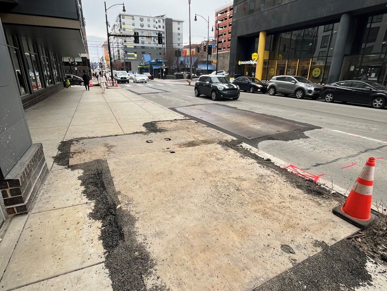 Work zone at Forbes Avenue between McKee Place and Meyran Avenue in Oakland