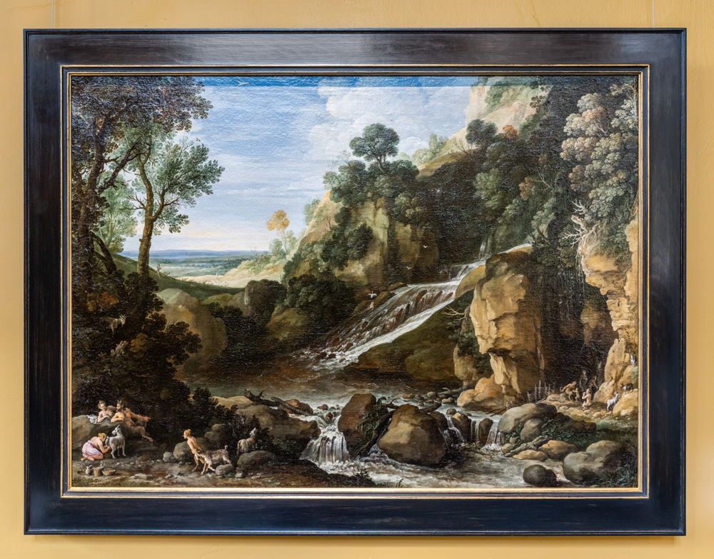 Paul Bril (1554-1626), Berglandschap met saters en geiten bij een waterval , ca. 1616/1619, olieverf op doek, 65 x 89 cm – foto LUCID
