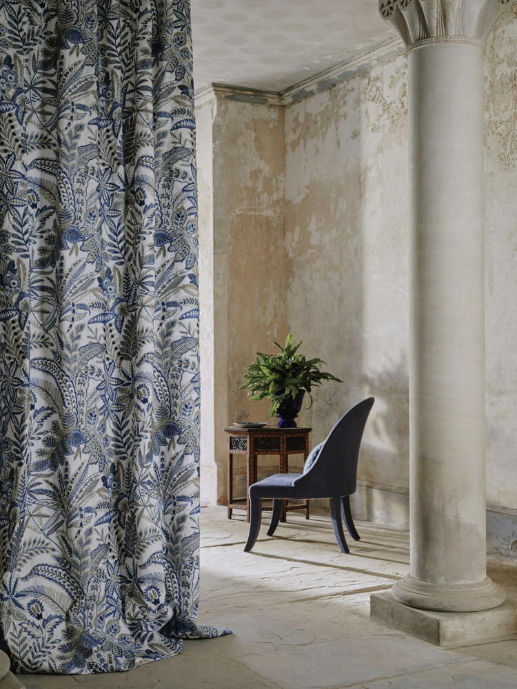 (L-R) Enchanted Wood; Cypress Stitch - Lapis, Botanical Atlas  (Photographer: Christopher Horwood) 