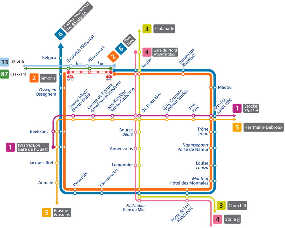 Le plan du métro avec l'interruption