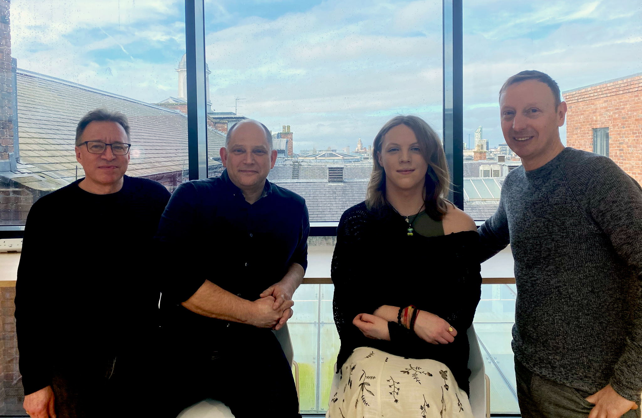 Left to right: Jon Thornton, LIPA's Head of Sound Technology, Ben Harrison, Theatre Sound Designer, Luna Simpson, student of the BA (Hons) Sound Technology course and winner of Sennheiser LIPA Scholarship, Tim Sherratt, Strategy Manager at Sennheiser