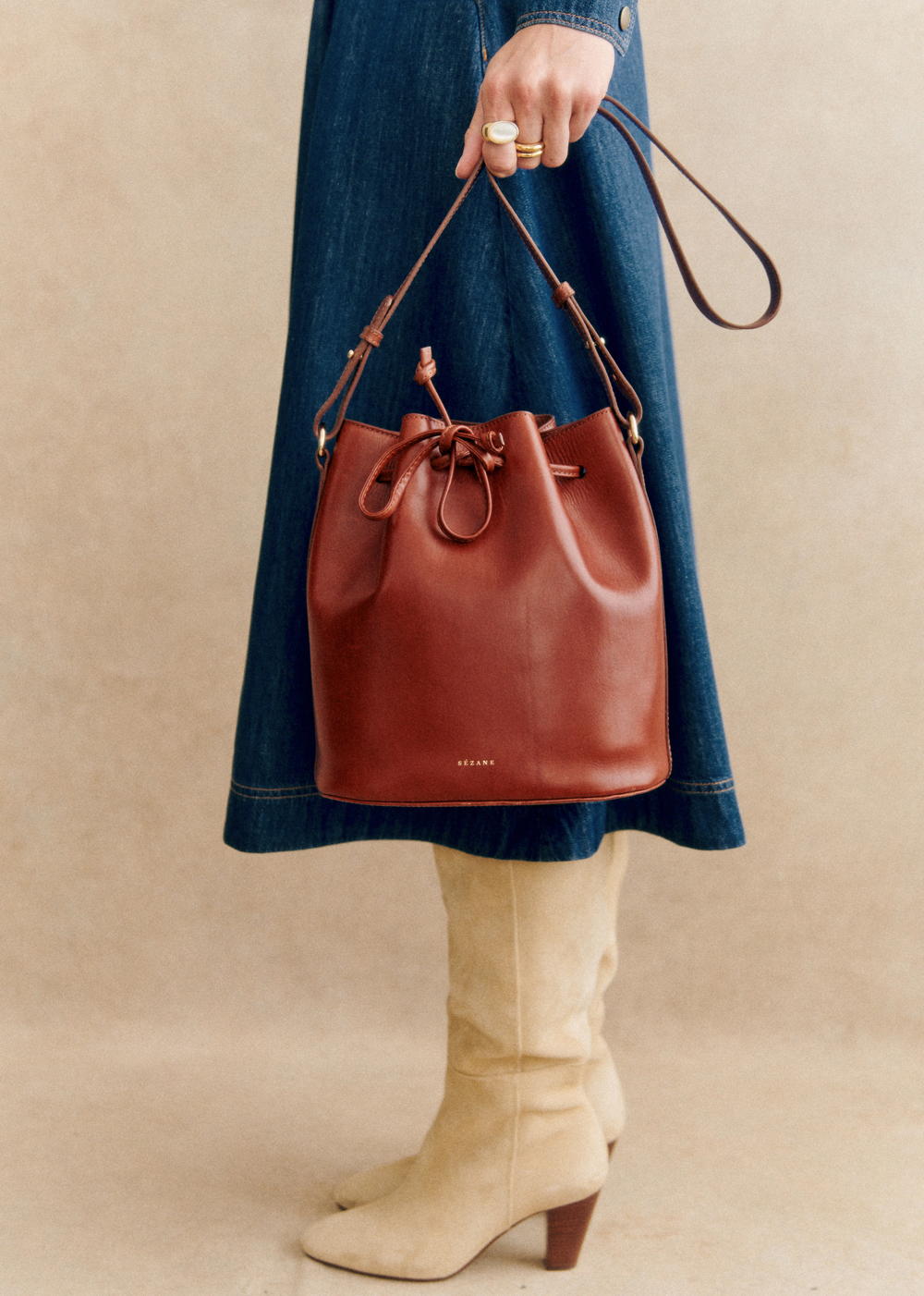 Sézane - Bourse FARROW Cuir Naturel Heritage - 230€