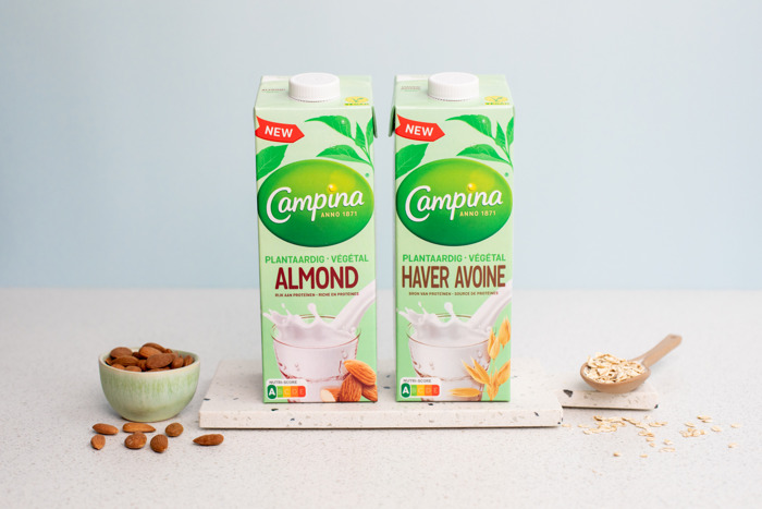 FrieslandCampina pakt uit met gloednieuw plantaardig assortiment: Campina Haver en Campina Almond